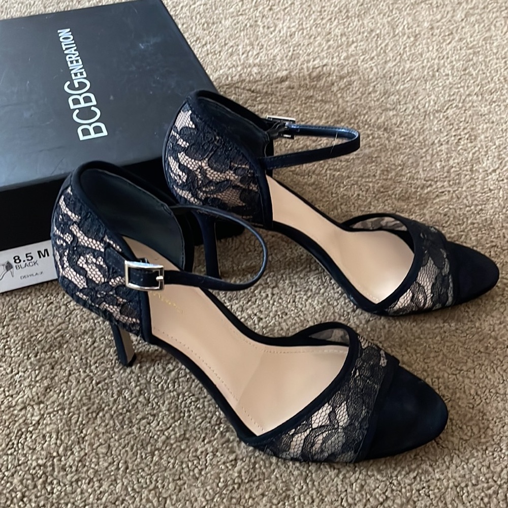 BCBGeneration Black Lace Shoes, Size 8.5